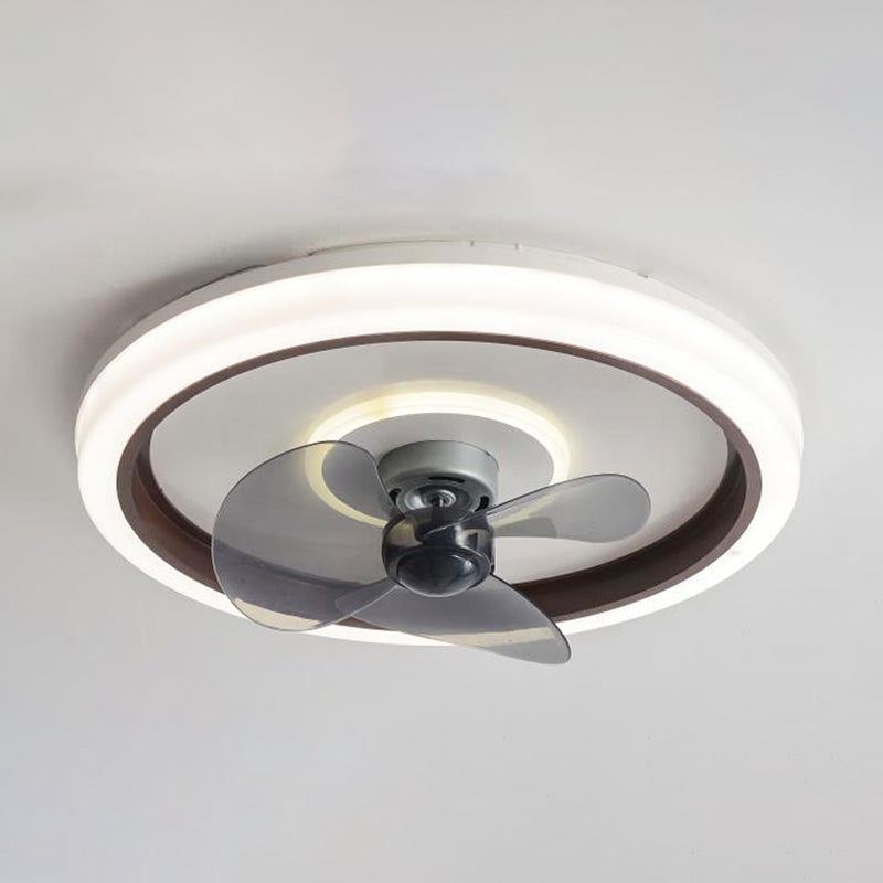 Round Shape Metal Ceiling Fan Lamp Modern Style 2 Lights Ceiling Fans