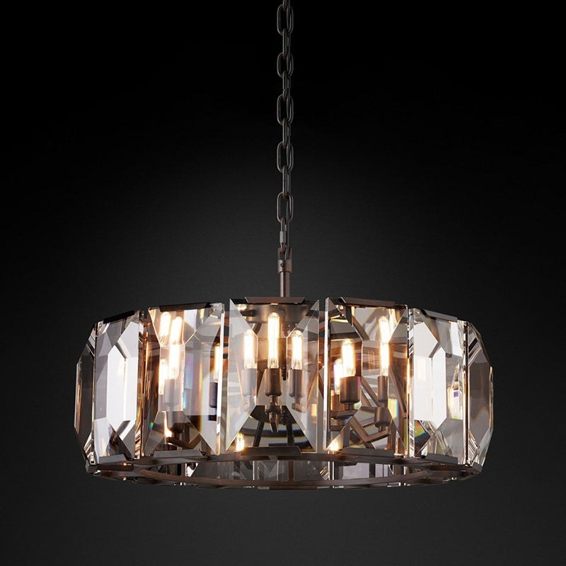 Modern Style Drum Shaped Chandelier Clear Crystal Chandelier for Bedroom