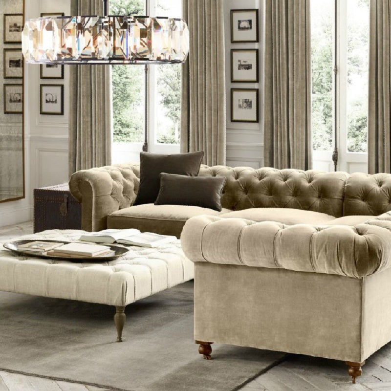 Modern Style Drum Shaped Chandelier Clear Crystal Chandelier for Bedroom