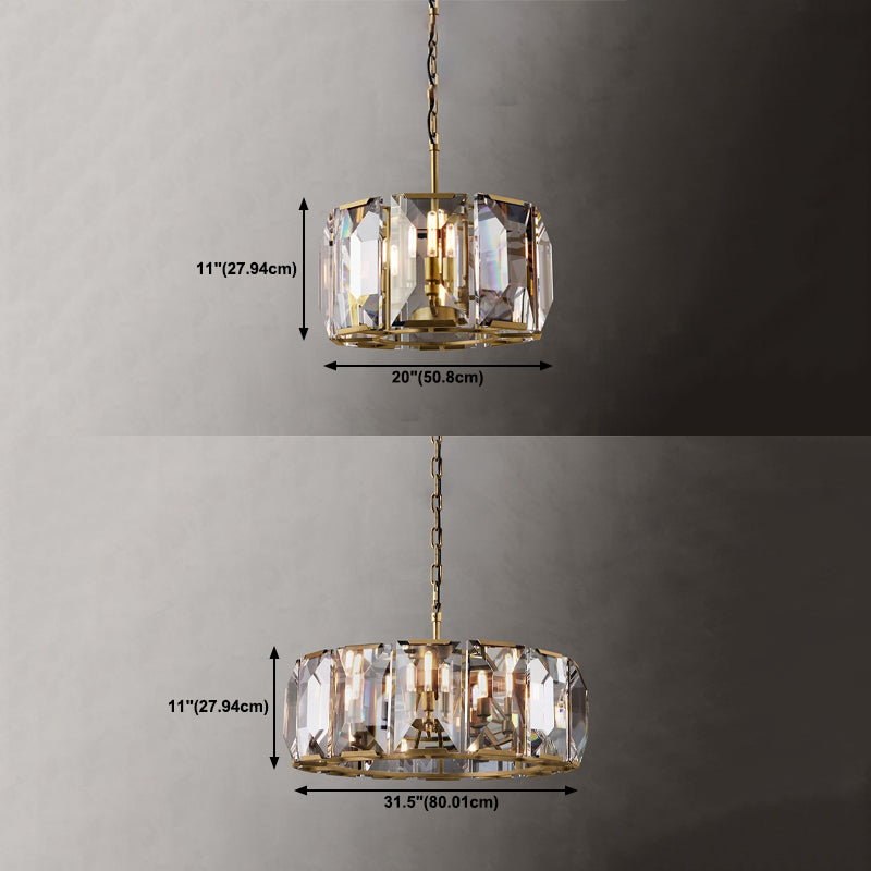 Modern Style Drum Shaped Chandelier Clear Crystal Chandelier for Bedroom