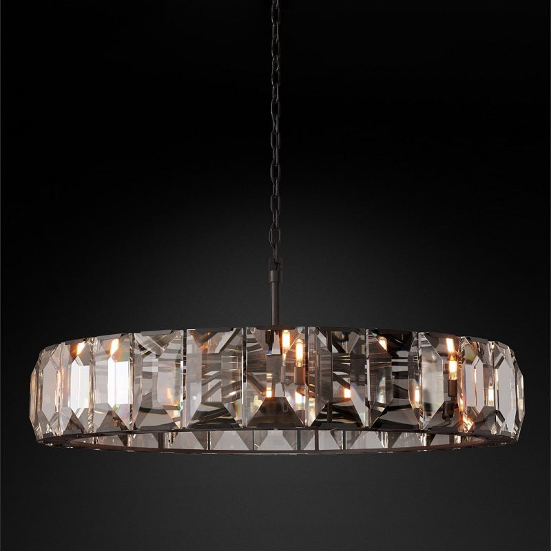Modern Style Drum Shaped Chandelier Clear Crystal Chandelier for Bedroom