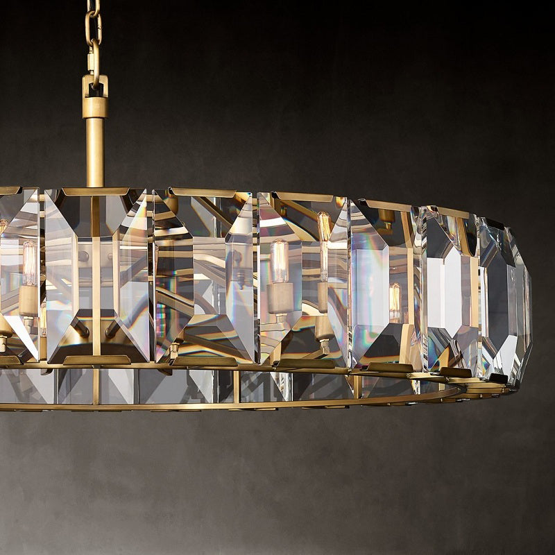 Modern Style Drum Shaped Chandelier Clear Crystal Chandelier for Bedroom