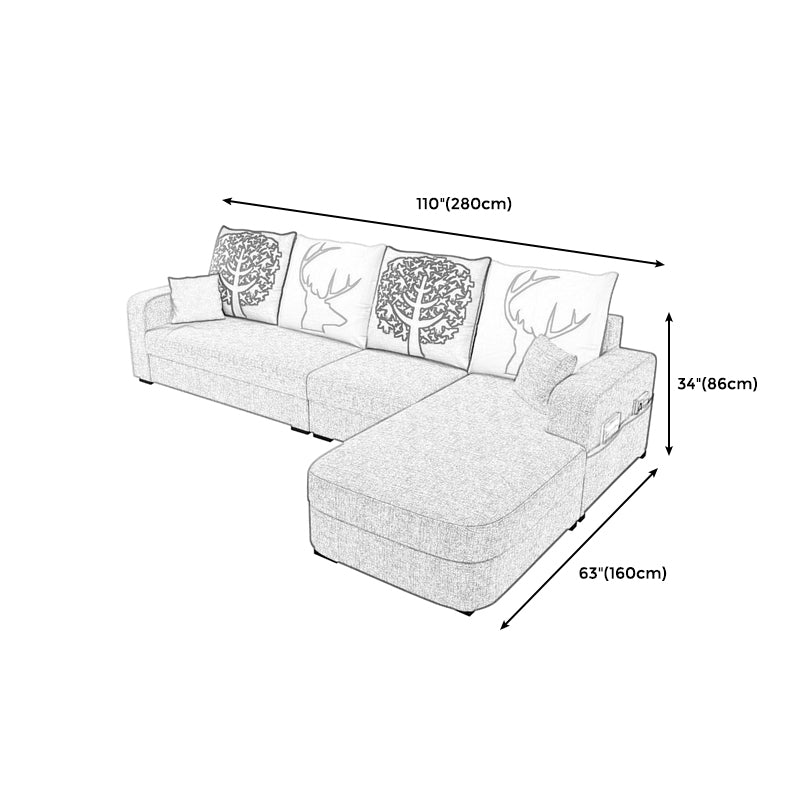 110,24 "D x 62,99" W x 33,86 "H Casual Removable Pushions Sektionen, quadratischer Arm