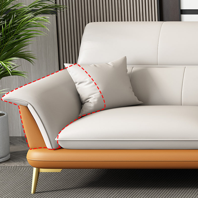 Modern Cream Genuine Leather Pillow Top Arm Sofa/Sectional for Living Room