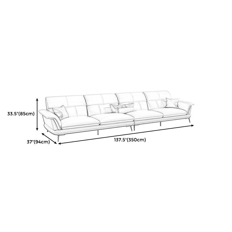 Modern Cream Genuine Leather Pillow Top Arm Sofa/Sectional for Living Room