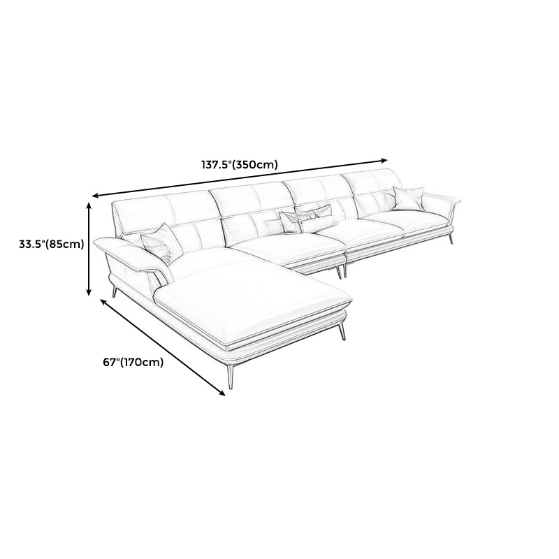 Modern Cream Genuine Leather Pillow Top Arm Sofa/Sectional for Living Room