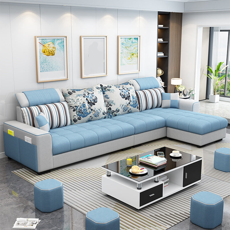 106.3"D x 57"W x 35.43"H Square Arm Sectionals, Modern High Back Sofa with Storage