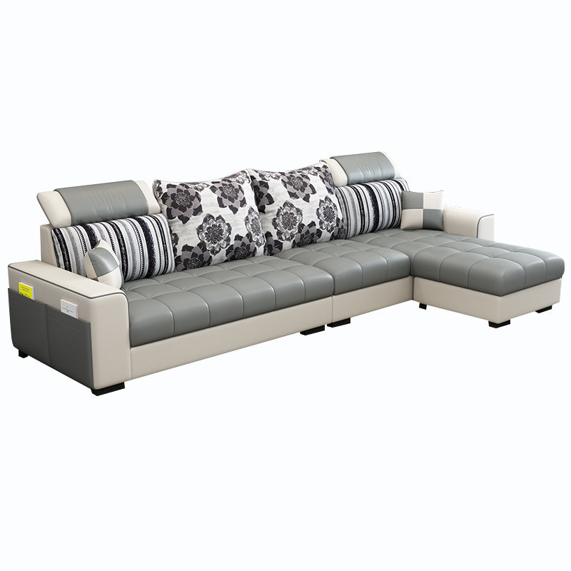 106.3"D x 57"W x 35.43"H Square Arm Sectionals, Modern High Back Sofa with Storage