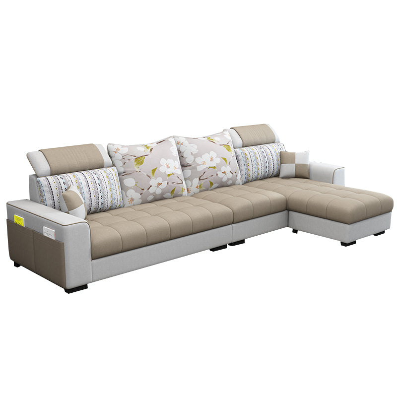 106.3"D x 57"W x 35.43"H Square Arm Sectionals, Modern High Back Sofa with Storage
