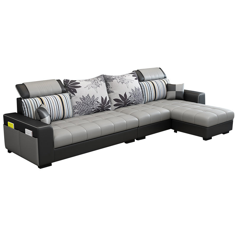 106.3"D x 57"W x 35.43"H Square Arm Sectionals, Modern High Back Sofa with Storage