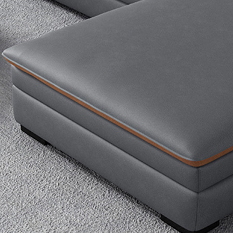 Faux Leather Pillow Top Arm Sectional with Adjustable Pillowed Back Cushions