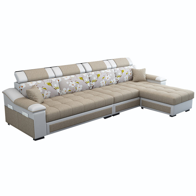 106.3"D x 57"W x 35.43"H Sloped Arm Sectionals, Modern High Back Sofa with Storage