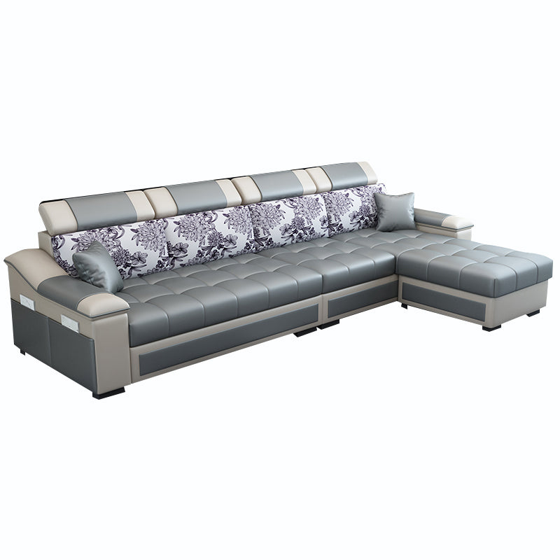 106.3"D x 57"W x 35.43"H Sloped Arm Sectionals, Modern High Back Sofa with Storage
