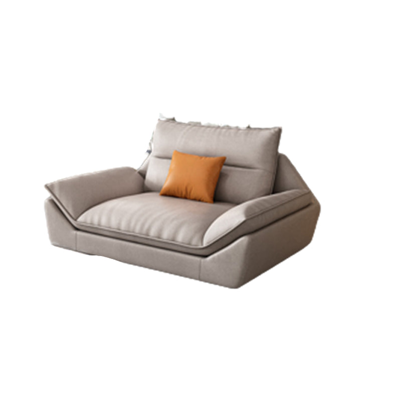 Flared Arm Beige Sectional Sofa with Chaise Pillowed Back Cushions Couch Sectional