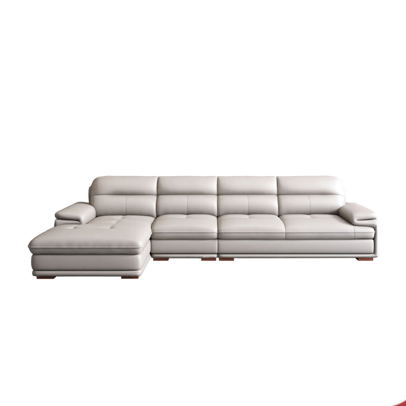 Beige Contemporary Sofa/Sectional with Genuine Leather and Leather