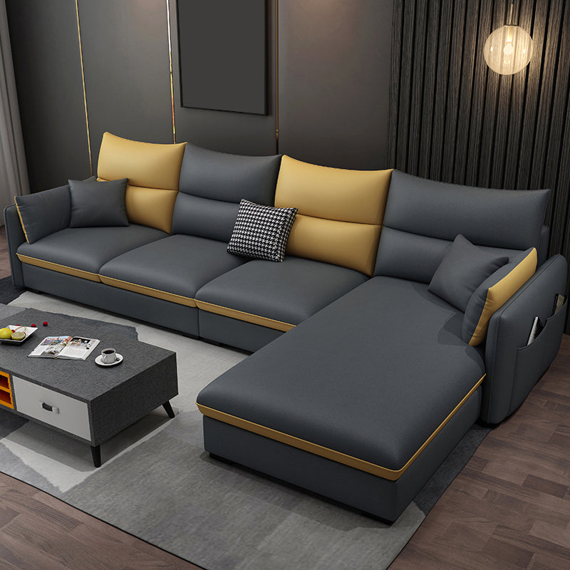 Modern Pillow Top Arm Sectional with Removable Cushions for Living Room