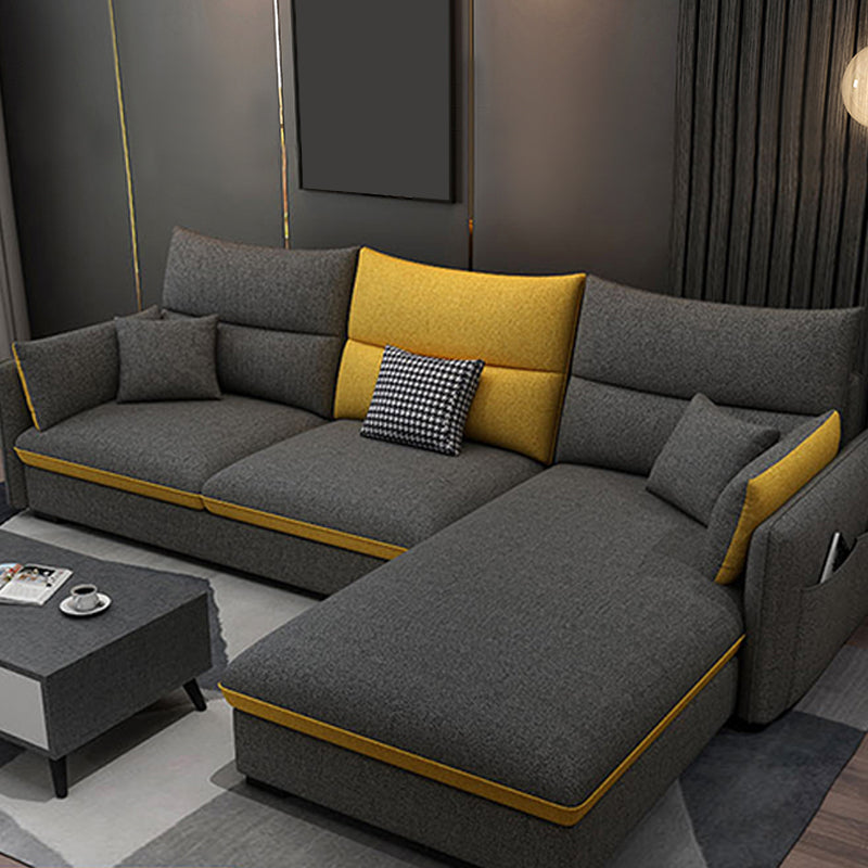 Modern Pillow Top Arm Sectional with Removable Cushions for Living Room