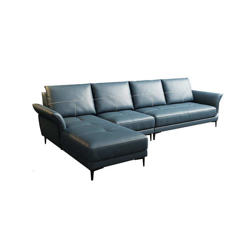 Azure Cushion Back Modern Living Room L-Shape Stationary Sofa & Chaise