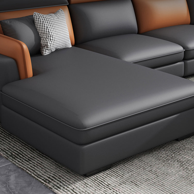 Faux Leather Square Arm Sofa/Sectional with Pillowed Back Cushions, Stain Resistan