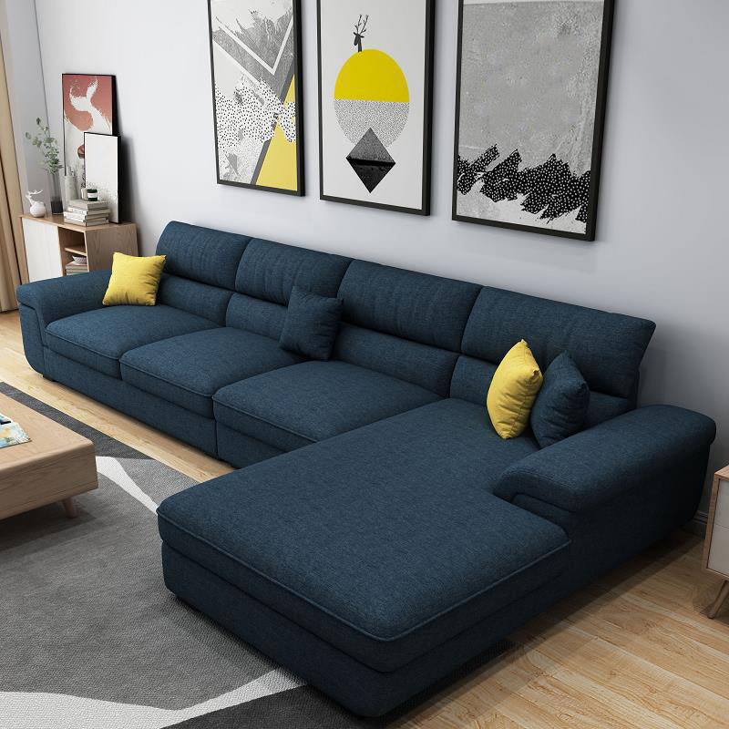 Modern Reversible Chaise 137" Sectionals with Pillows Flared Arm