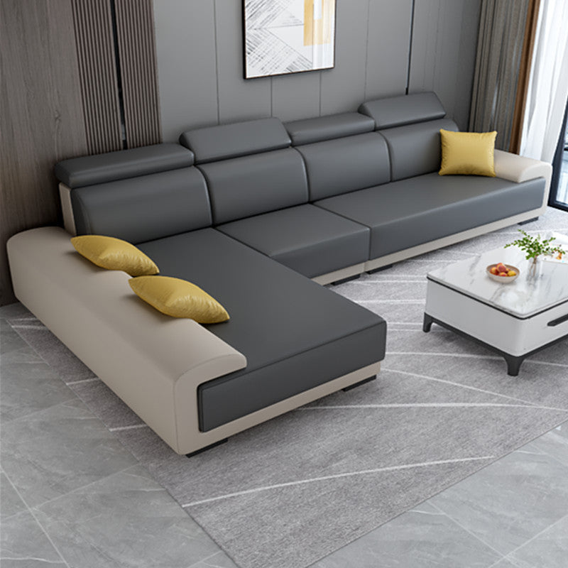 Contemporary High Back Sectionals 39.37" 4-Seater Fabric Square Arm Sofa