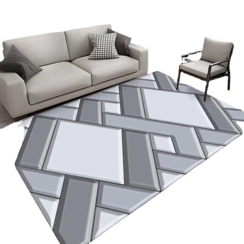 Grijs modern tapijt polyester geometrische print tapijt wasbaar tapijt voor woonkamer