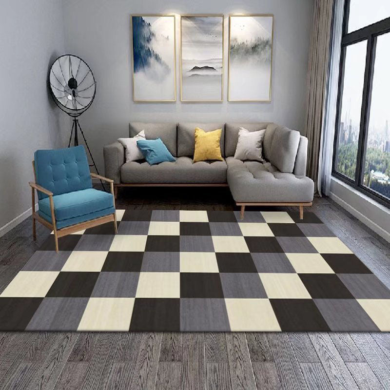 Grijs modern tapijt polyester geometrische print tapijt wasbaar tapijt voor woonkamer