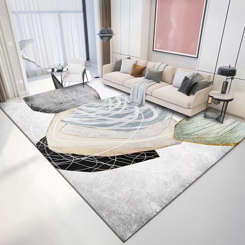 Navy Geometry Carpet Polyester Modern Carpet Washable Carpet for Home Decor
