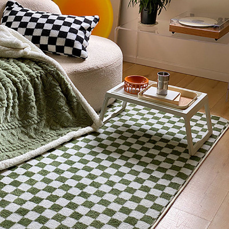 Purple Checked Rug Polyester Modern Rug Stain Resistant Rug for Living Room