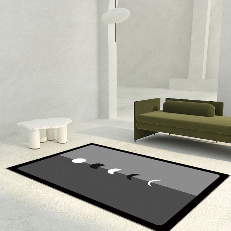 Black Modern Carpet Polyester Triangle Carpet Non-Slip Backing Carpet for Drawing Room