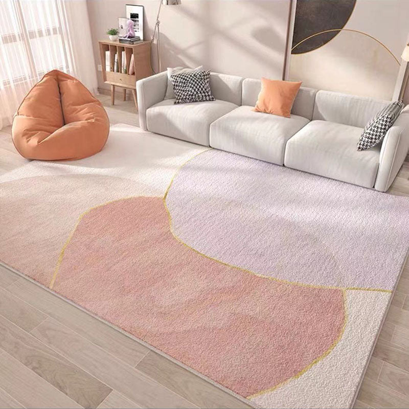 White Kids Rug Polyester Striped Rug Stain Resistant Rug for Living Room