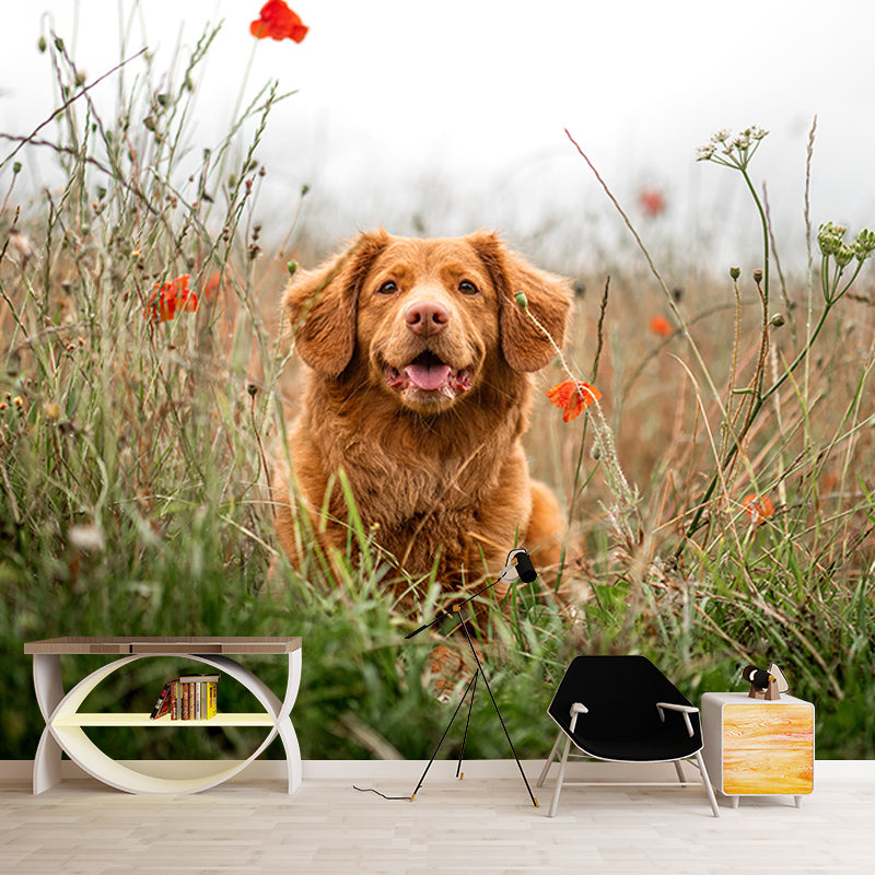 Environment Friendly Resistant Mural Wallpaper Lovely Dogs Living Room Wall Mural