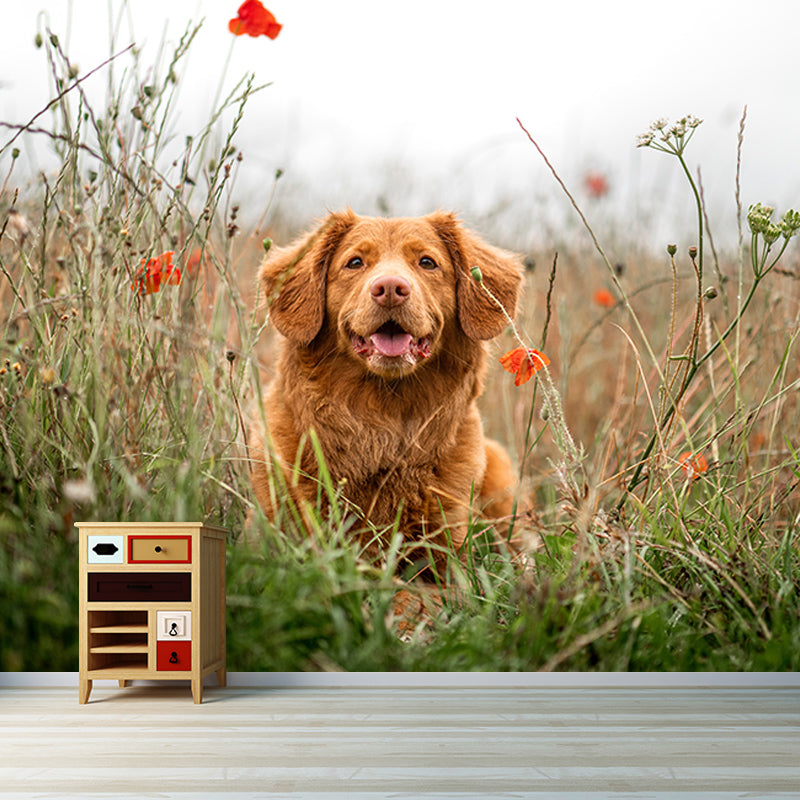 Environment Friendly Resistant Mural Wallpaper Lovely Dogs Living Room Wall Mural