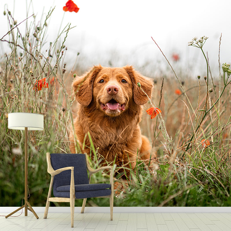 Environment Friendly Resistant Mural Wallpaper Lovely Dogs Living Room Wall Mural
