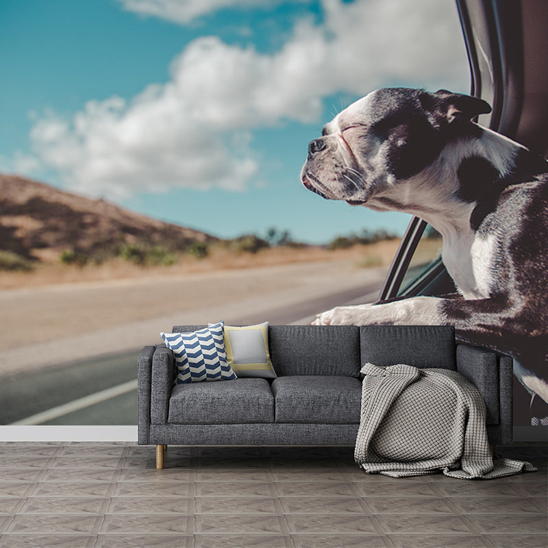 Photography Wall Mural Wallpaper Lovely Dogs Sitting Room Wall Mural