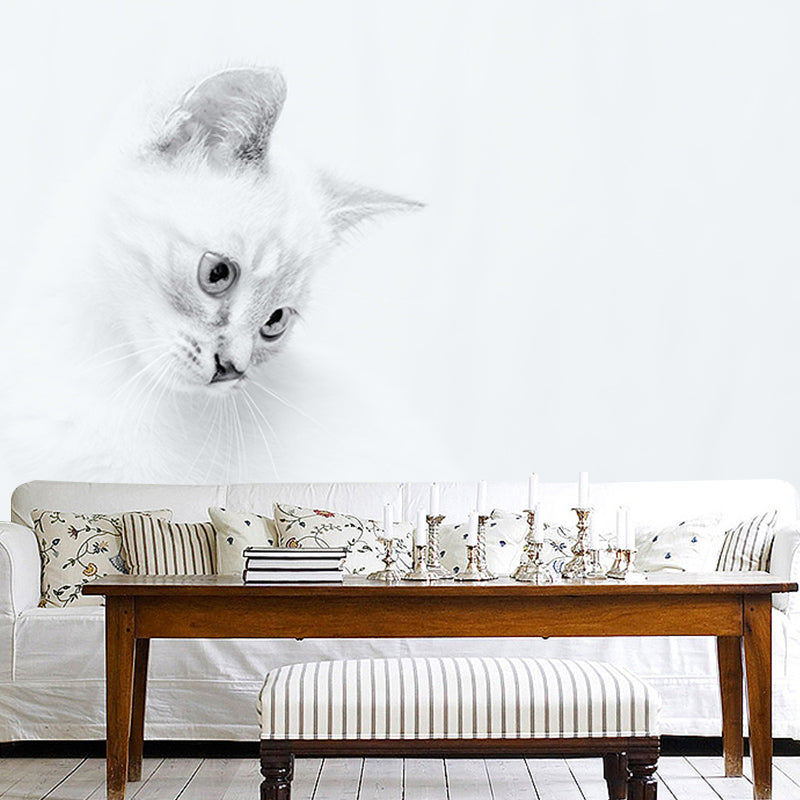 Modern Style Wall Mural Wallpaper Cute Cats Sitting Room Wall Mural