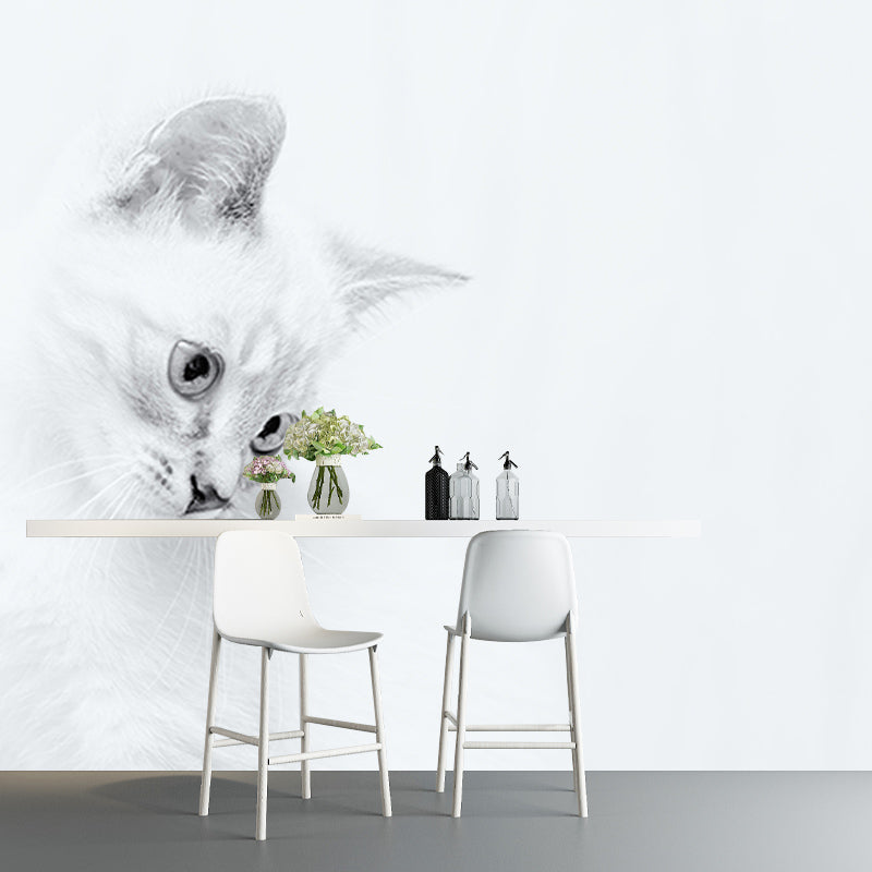 Modern Style Wall Mural Wallpaper Cute Cats Sitting Room Wall Mural