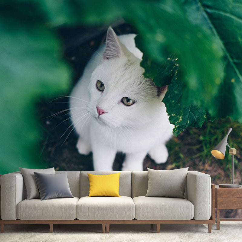 Modern Style Wall Mural Wallpaper Cute Cats Sitting Room Wall Mural