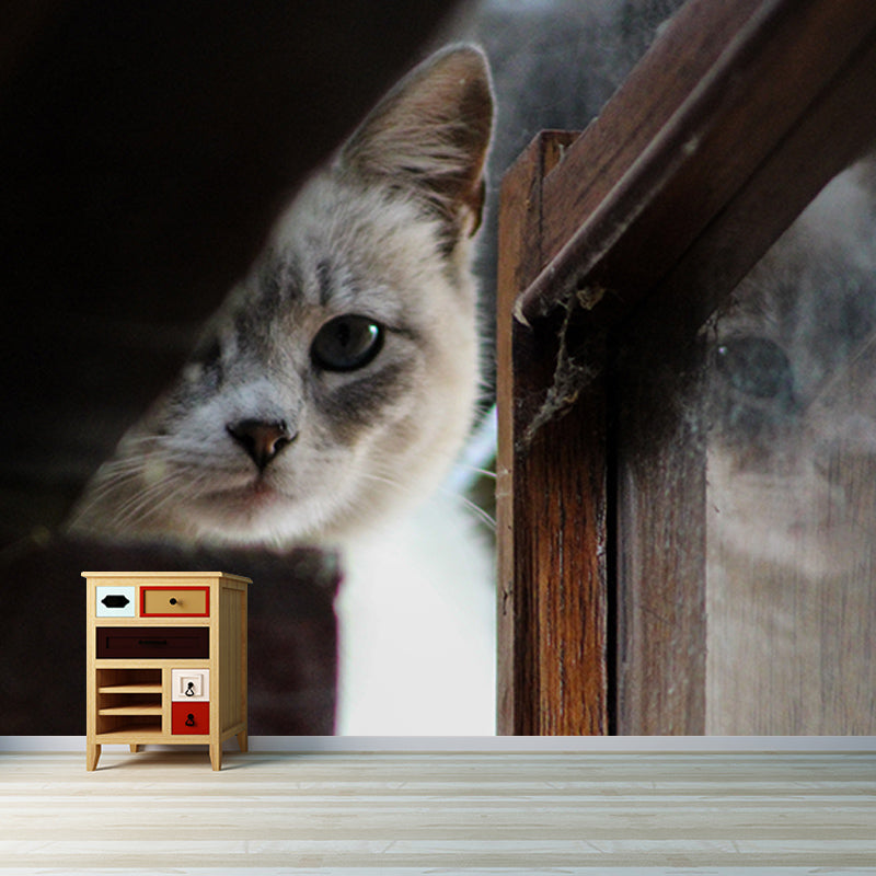 Environment Friendly Resistant Mural Wallpaper Cute Cats Sleeping Room Wall Mural