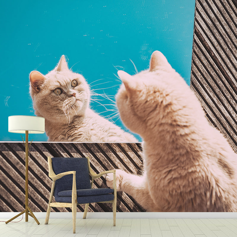 Decorative Photography Mural Wallpaper Cute Cats Indoor Wall Mural