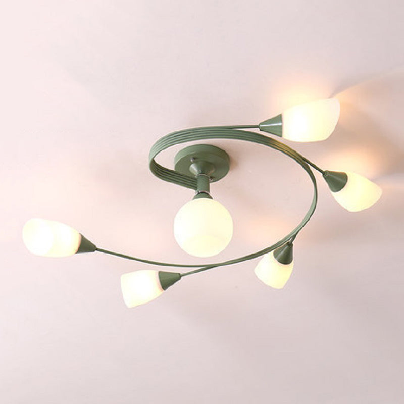 Iron Colorful Ceiling Lamps Simple Bedroom Flush Mount Light