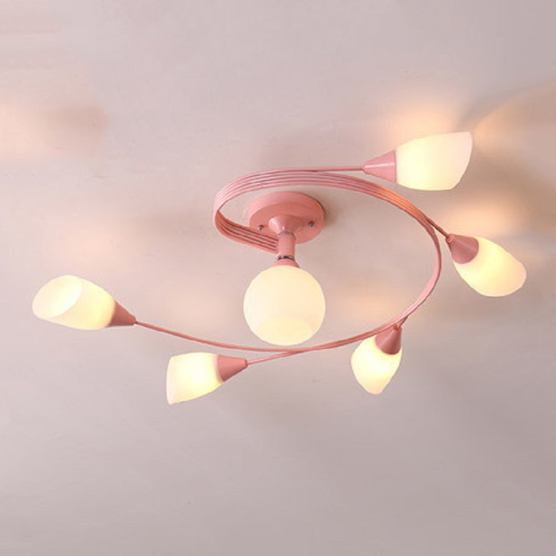 Iron Colorful Ceiling Lamps Simple Bedroom Flush Mount Light