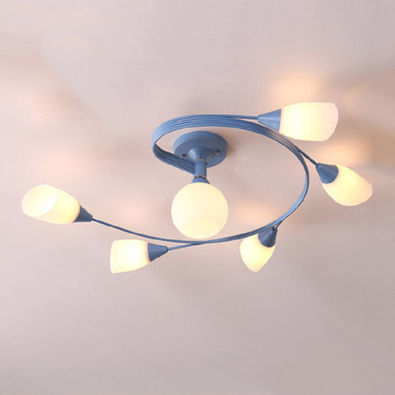 Iron Colorful Ceiling Lamps Simple Bedroom Flush Mount Light