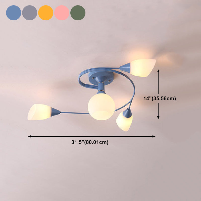 Iron Colorful Ceiling Lamps Simple Bedroom Flush Mount Light