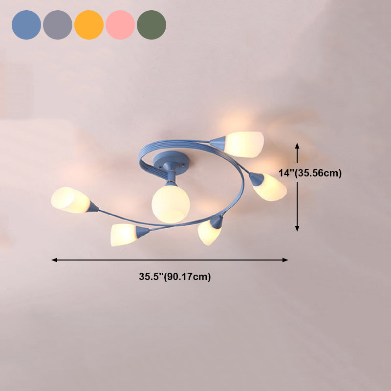 Iron Colorful Ceiling Lamps Simple Bedroom Flush Mount Light