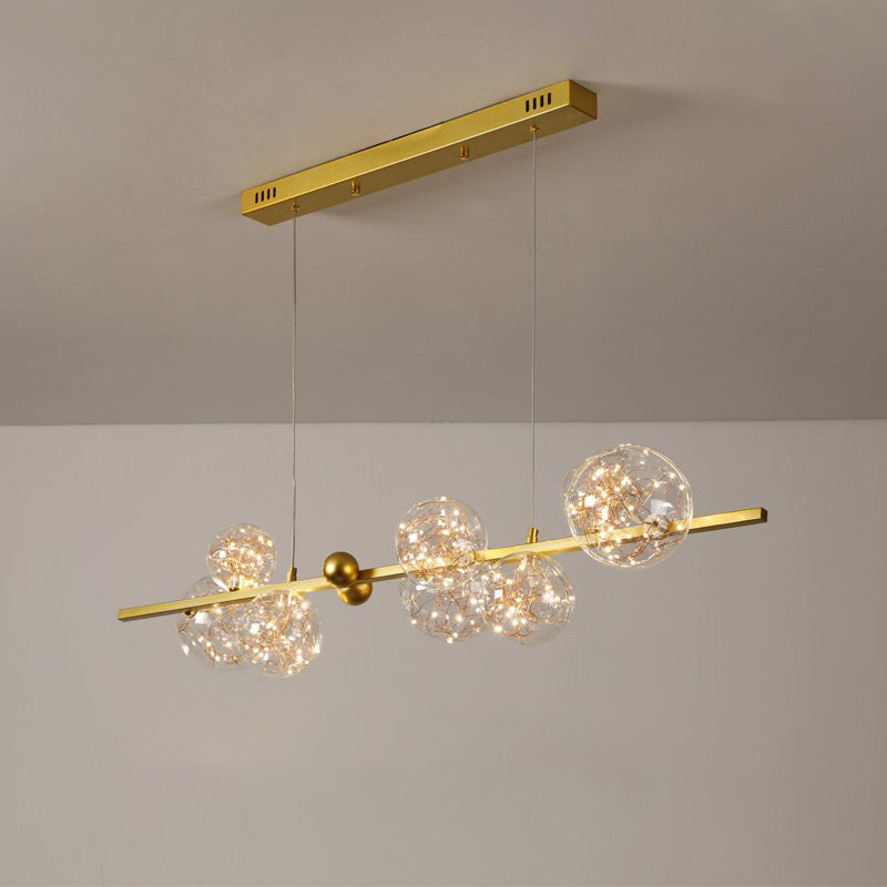 Starry Island Leuchten moderne stilvolle 8-Licht-Goldheizenlicht mit Glasschatten