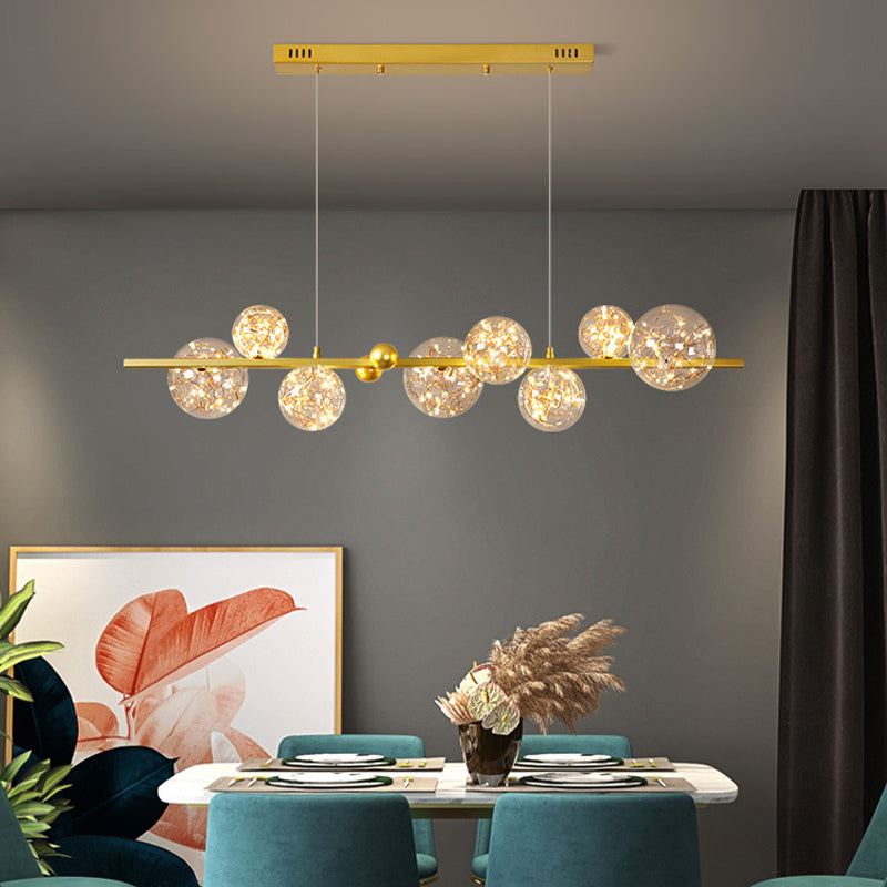 Starry Island Leuchten moderne stilvolle 8-Licht-Goldheizenlicht mit Glasschatten