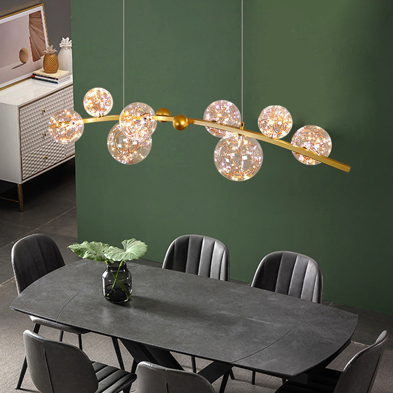 Starry Island Leuchten moderne stilvolle 8-Licht-Goldheizenlicht mit Glasschatten