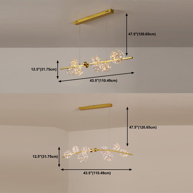 Starry Island Leuchten moderne stilvolle 8-Licht-Goldheizenlicht mit Glasschatten