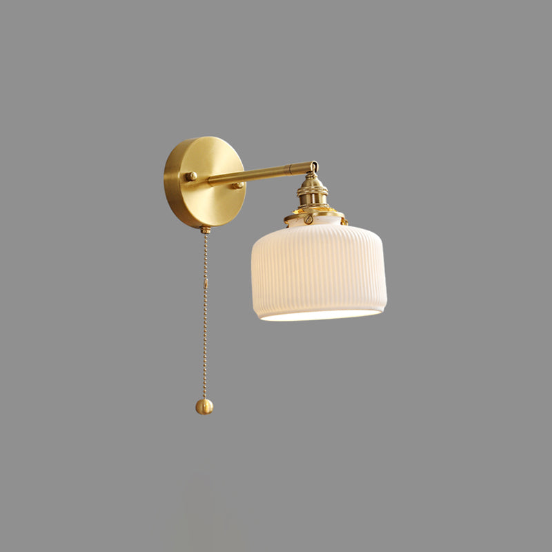 Arm Adjustable Wall Sconce 1-Light Modern Style Wall Mount Lamp with Ceramics Shade